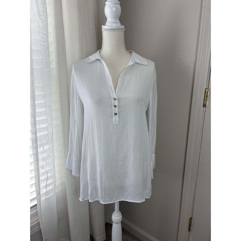 Lilly Pulitzer Everglades Popover Blouse White Beach Coverup Tunic Size Small 33